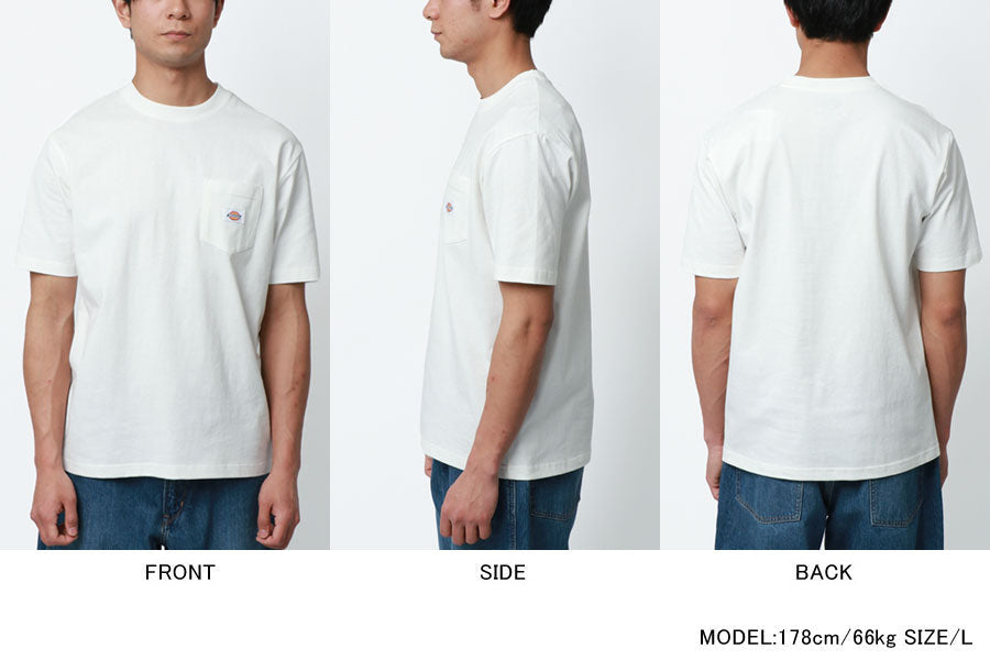 Dickies ワンポイント刺繍 ポケット付き オーバーサイズ 無地Tシャツ(0112281089)