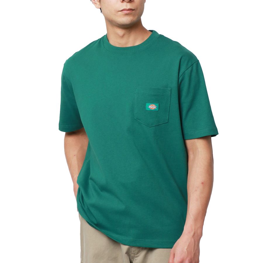 Dickies ワンポイント刺繍 ポケット付き オーバーサイズ 無地Tシャツ(0112281089)