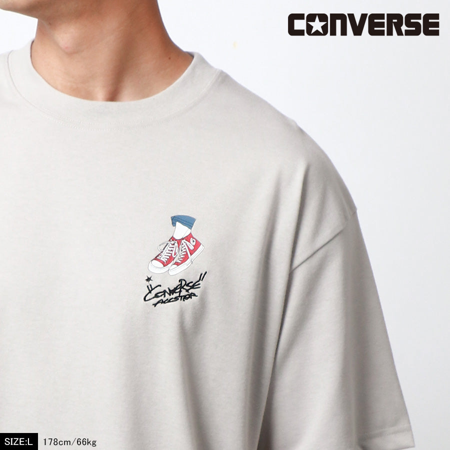 CONVERSE コンバース Tシャツ メンズ 夏 バック プリント UVカット 接触冷感 半袖 ティーシャツ アメカジ カジュアル(0112281178)