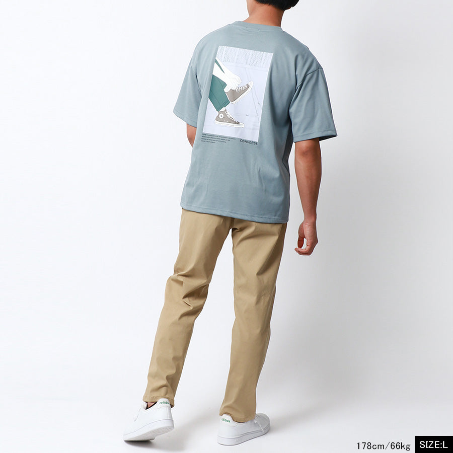 CONVERSE コンバース Tシャツ メンズ 夏 バック プリント UVカット 接触冷感 半袖 ティーシャツ アメカジ カジュアル(0112281178)