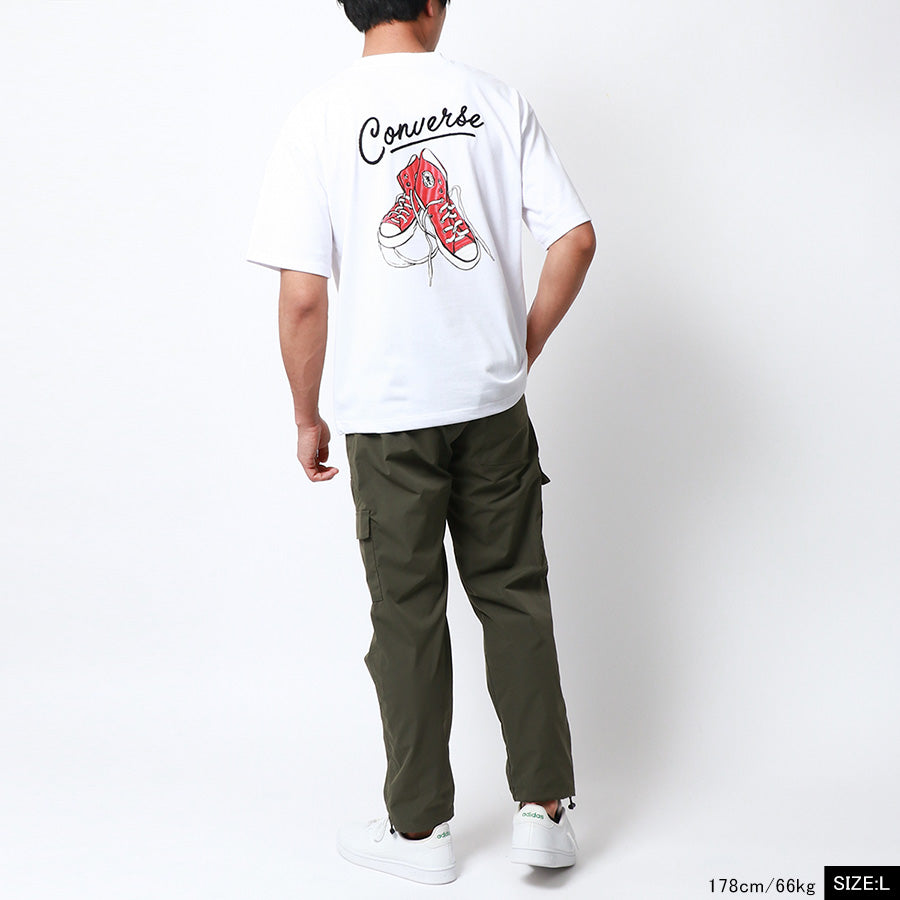 CONVERSE コンバース Tシャツ メンズ 夏 バック プリント UVカット 接触冷感 半袖 ティーシャツ アメカジ カジュアル(0112281178)