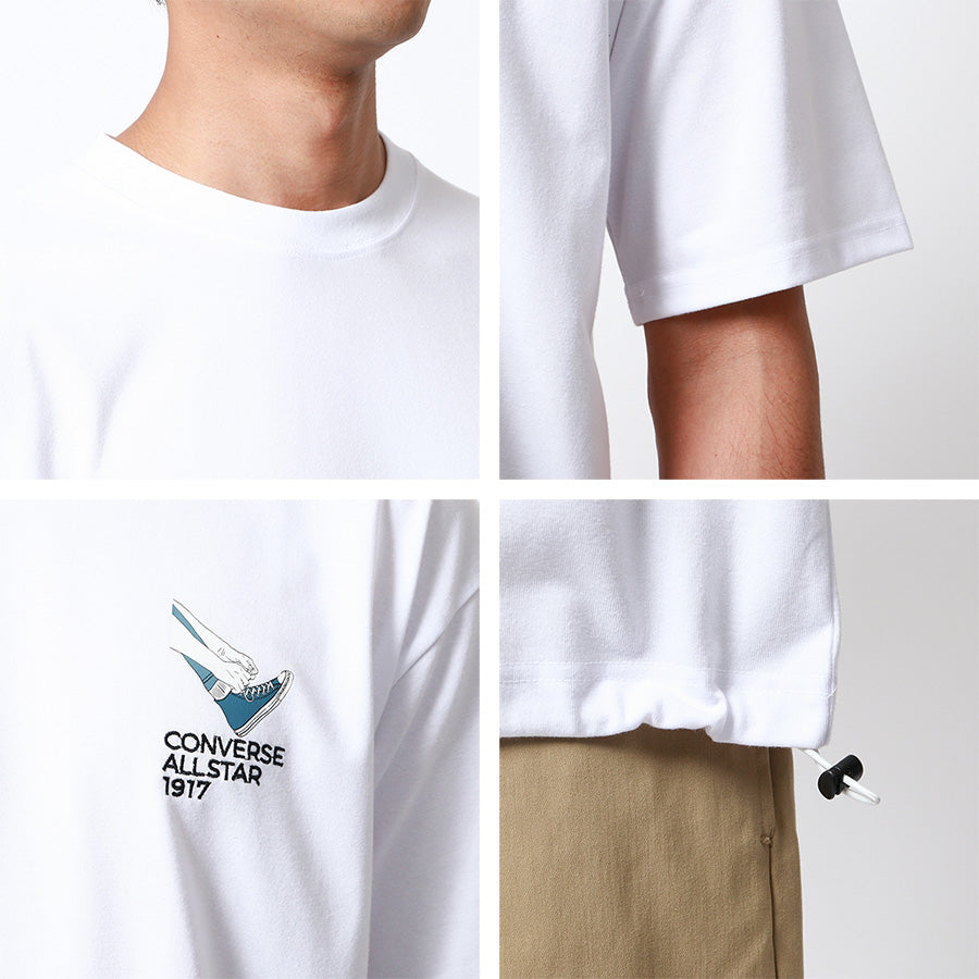 CONVERSE コンバース Tシャツ メンズ 夏 バック プリント UVカット 接触冷感 半袖 ティーシャツ アメカジ カジュアル(0112281178)