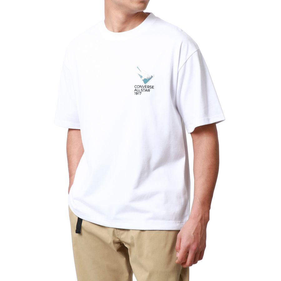 CONVERSE コンバース Tシャツ メンズ 夏 バック プリント UVカット 接触冷感 半袖 ティーシャツ アメカジ カジュアル(0112281178)