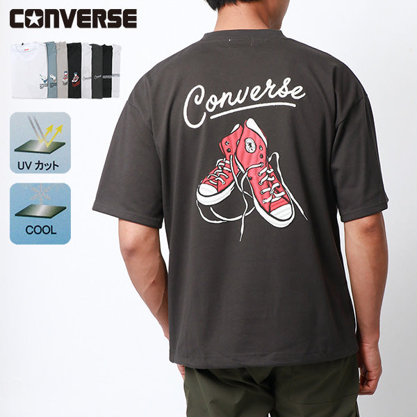 CONVERSE コンバース Tシャツ メンズ 夏 バック プリント UVカット 接触冷感 半袖 ティーシャツ アメカジ カジュアル(0112281178)