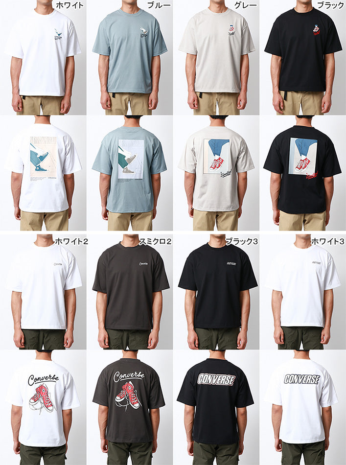 CONVERSE コンバース Tシャツ メンズ 夏 バック プリント UVカット 接触冷感 半袖 ティーシャツ アメカジ カジュアル(0112281178)