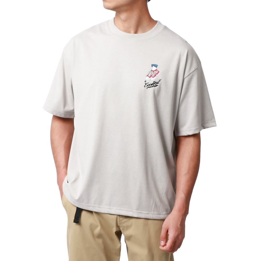 CONVERSE コンバース Tシャツ メンズ 夏 バック プリント UVカット 接触冷感 半袖 ティーシャツ アメカジ カジュアル(0112281178)
