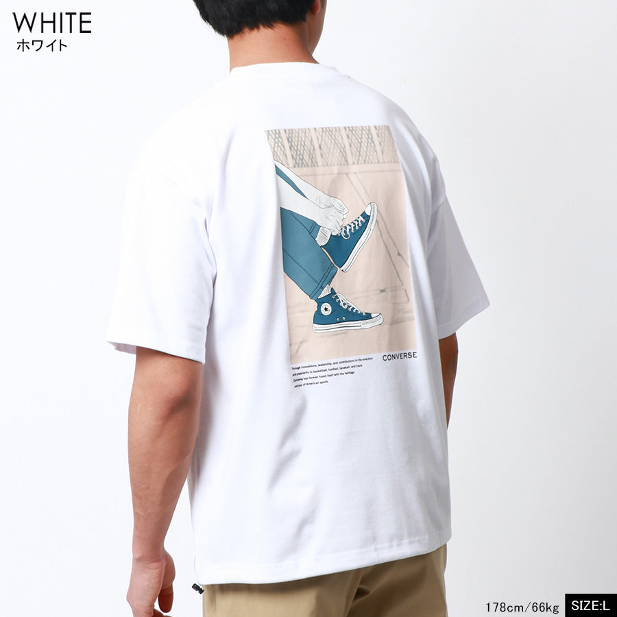 CONVERSE コンバース Tシャツ メンズ 夏 バック プリント UVカット 接触冷感 半袖 ティーシャツ アメカジ カジュアル(0112281178)