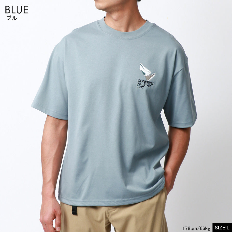 CONVERSE コンバース Tシャツ メンズ 夏 バック プリント UVカット 接触冷感 半袖 ティーシャツ アメカジ カジュアル(0112281178)