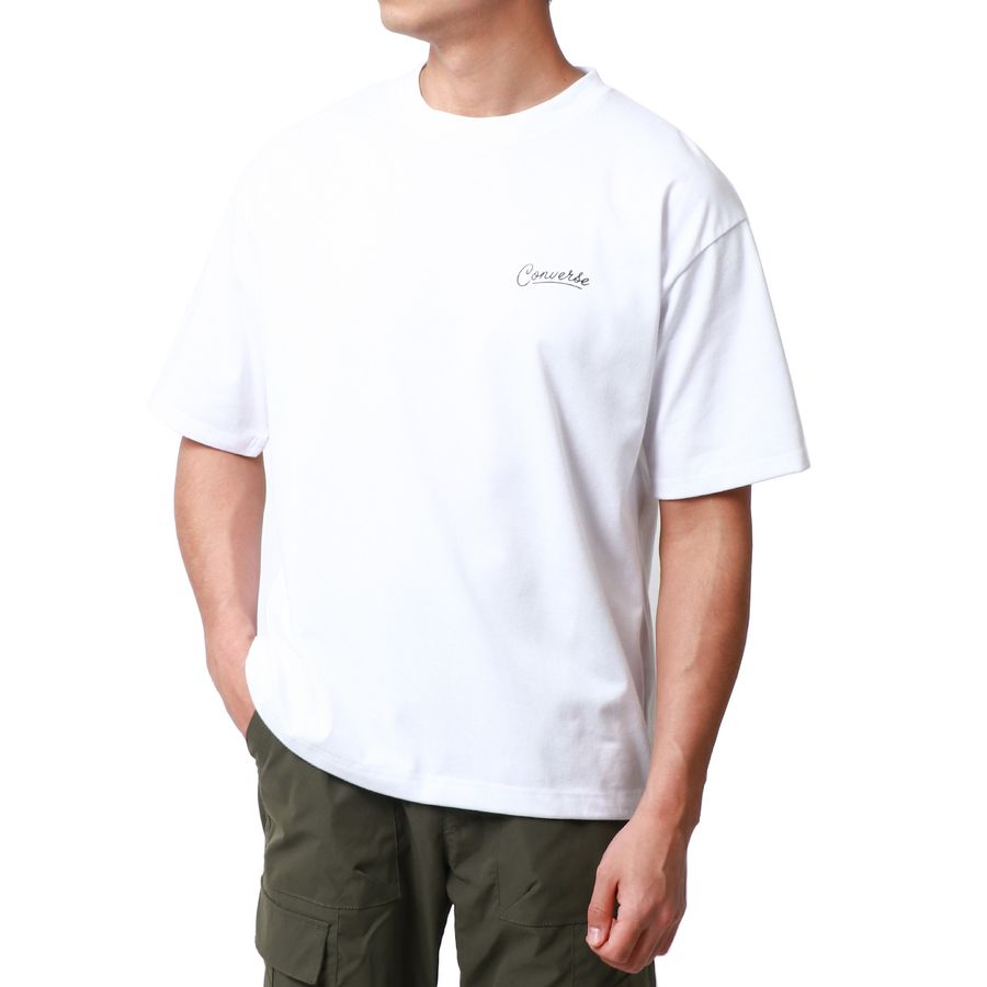 CONVERSE コンバース Tシャツ メンズ 夏 バック プリント UVカット 接触冷感 半袖 ティーシャツ アメカジ カジュアル(0112281178)