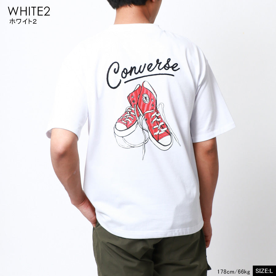 CONVERSE コンバース Tシャツ メンズ 夏 バック プリント UVカット 接触冷感 半袖 ティーシャツ アメカジ カジュアル(0112281178)