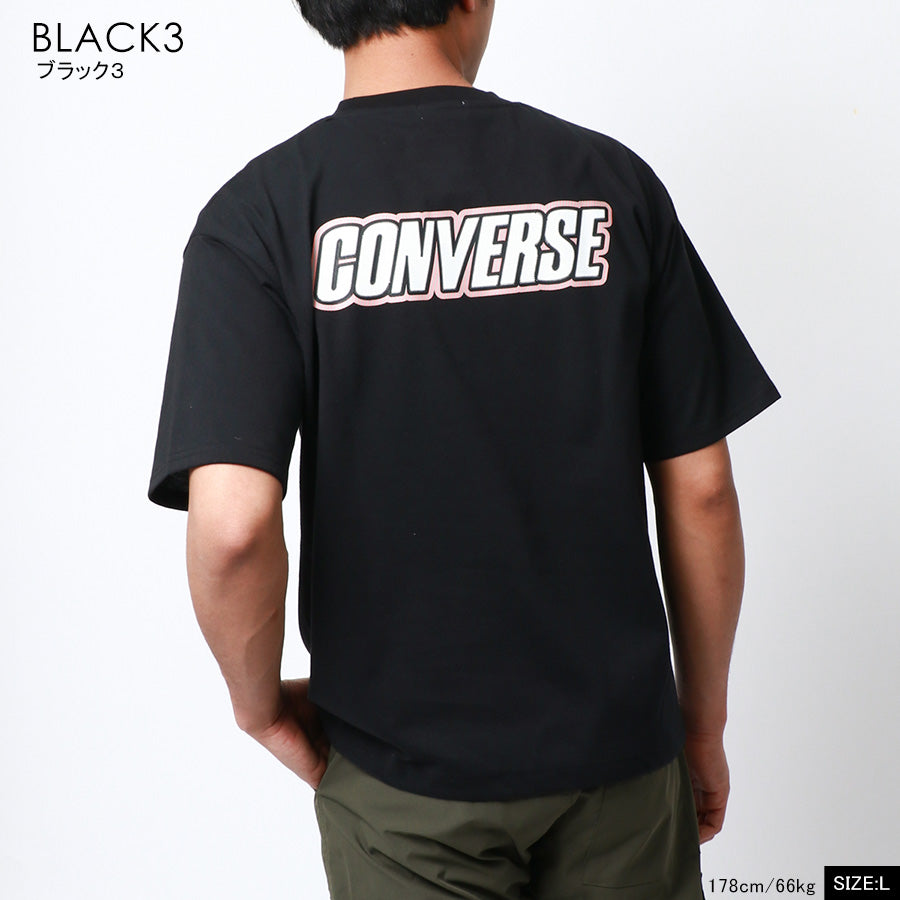 CONVERSE コンバース Tシャツ メンズ 夏 バック プリント UVカット 接触冷感 半袖 ティーシャツ アメカジ カジュアル(0112281178)