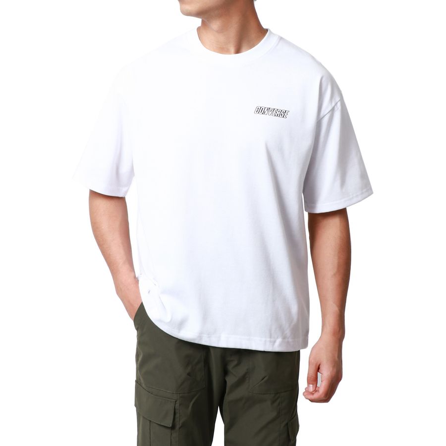 CONVERSE コンバース Tシャツ メンズ 夏 バック プリント UVカット 接触冷感 半袖 ティーシャツ アメカジ カジュアル(0112281178)
