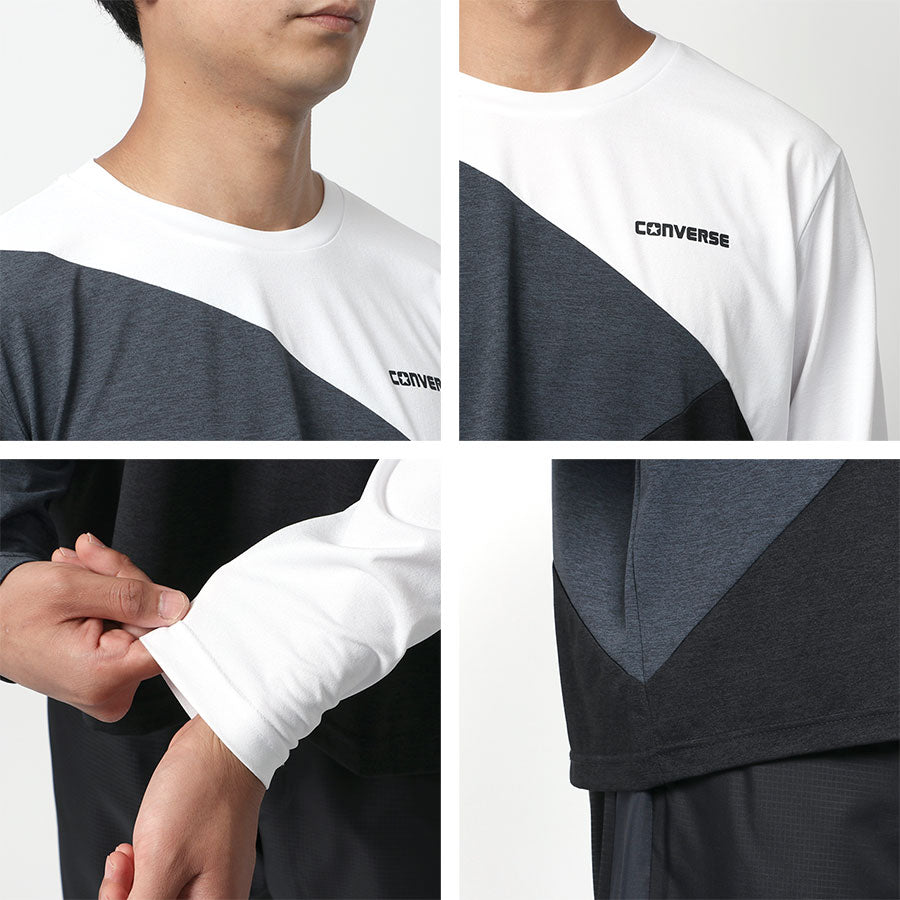 CONVERSE コンバース Tシャツ メンズ 長袖 秋冬 切替え 吸汗速乾 ロンティー ロンT(0112281198)