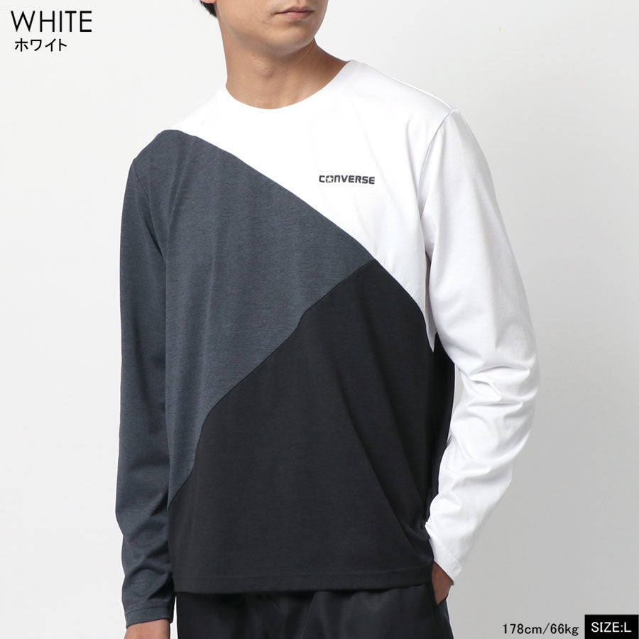 CONVERSE コンバース Tシャツ メンズ 長袖 秋冬 切替え 吸汗速乾 ロンティー ロンT(0112281198)