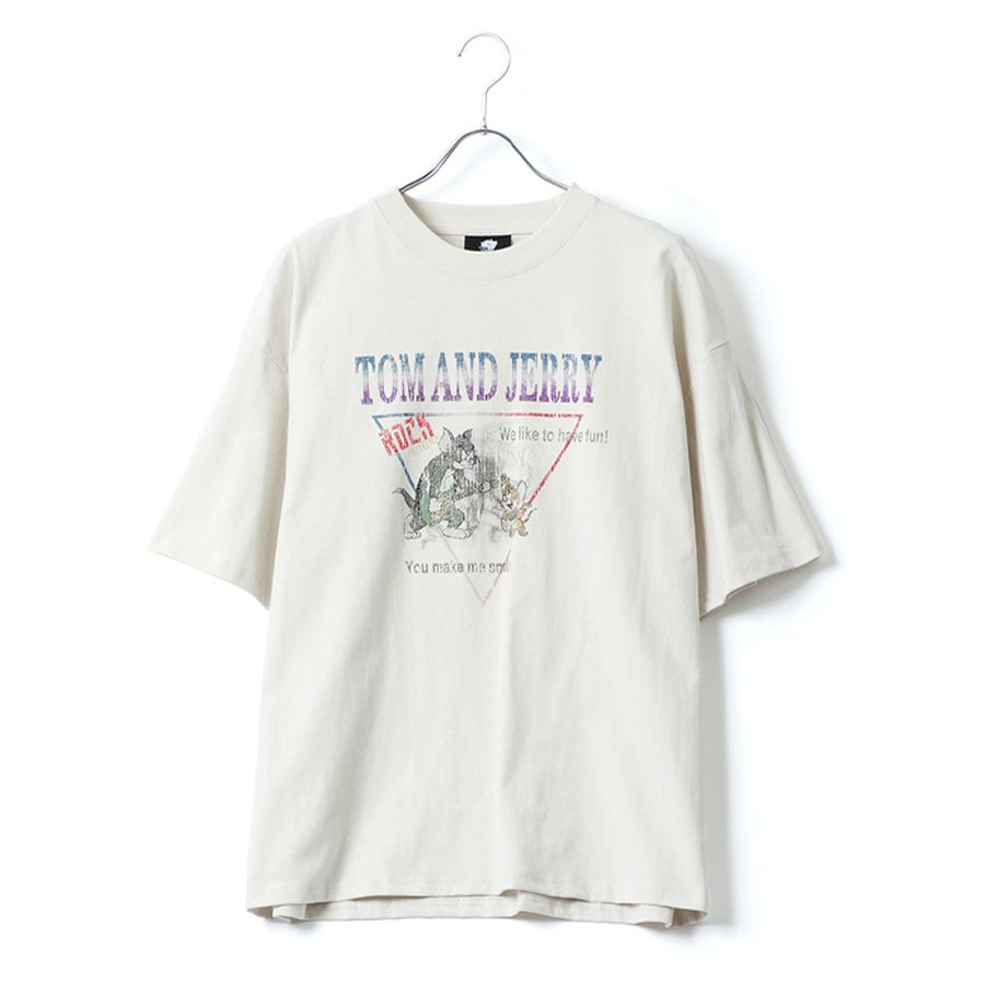 トムとジェリー Tシャツ 半袖 メンズ レディース ユニセックス キャラクター 綿100% 春夏 大きいサイズ ヴィンテージ風 プリント ティーシャツ ロック バンド ピグメント加工 ROOK(0112281248)
