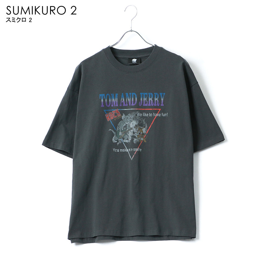 トムとジェリー Tシャツ 半袖 メンズ レディース ユニセックス キャラクター 綿100% 春夏 大きいサイズ ヴィンテージ風 プリント ティーシャツ ロック バンド ピグメント加工 ROOK(0112281248)