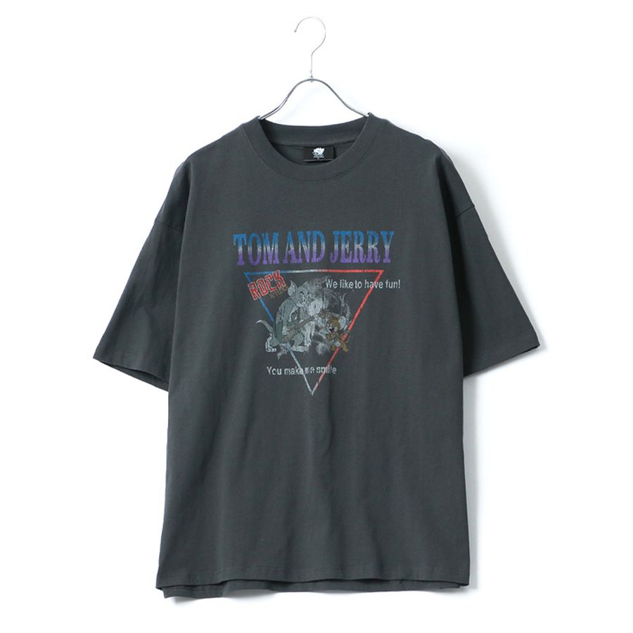 トムとジェリー Tシャツ 半袖 メンズ レディース ユニセックス キャラクター 綿100% 春夏 大きいサイズ ヴィンテージ風 プリント ティーシャツ ロック バンド ピグメント加工 ROOK(0112281248)