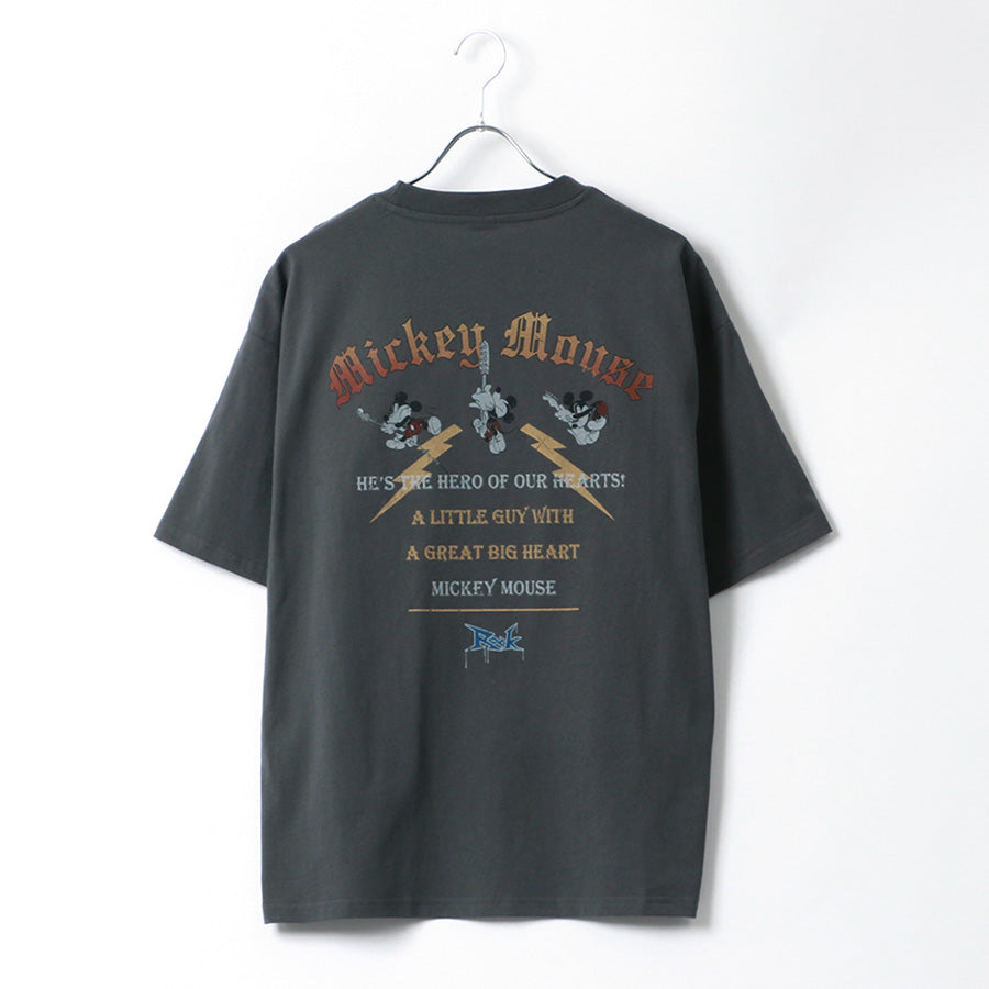 Disney ディズニー Tシャツ 半袖 メンズ レディース ユニセックス キャラクター 綿100% 春夏 大きいサイズ ヴィンテージ風 プリント ティーシャツ ロック バンド ピグメント加工 ROCK(0112281249)