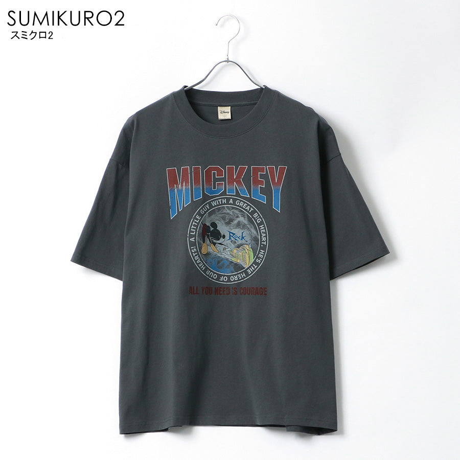 Disney ディズニー Tシャツ 半袖 メンズ レディース ユニセックス キャラクター 綿100% 春夏 大きいサイズ ヴィンテージ風 プリント ティーシャツ ロック バンド ピグメント加工 ROCK(0112281249)
