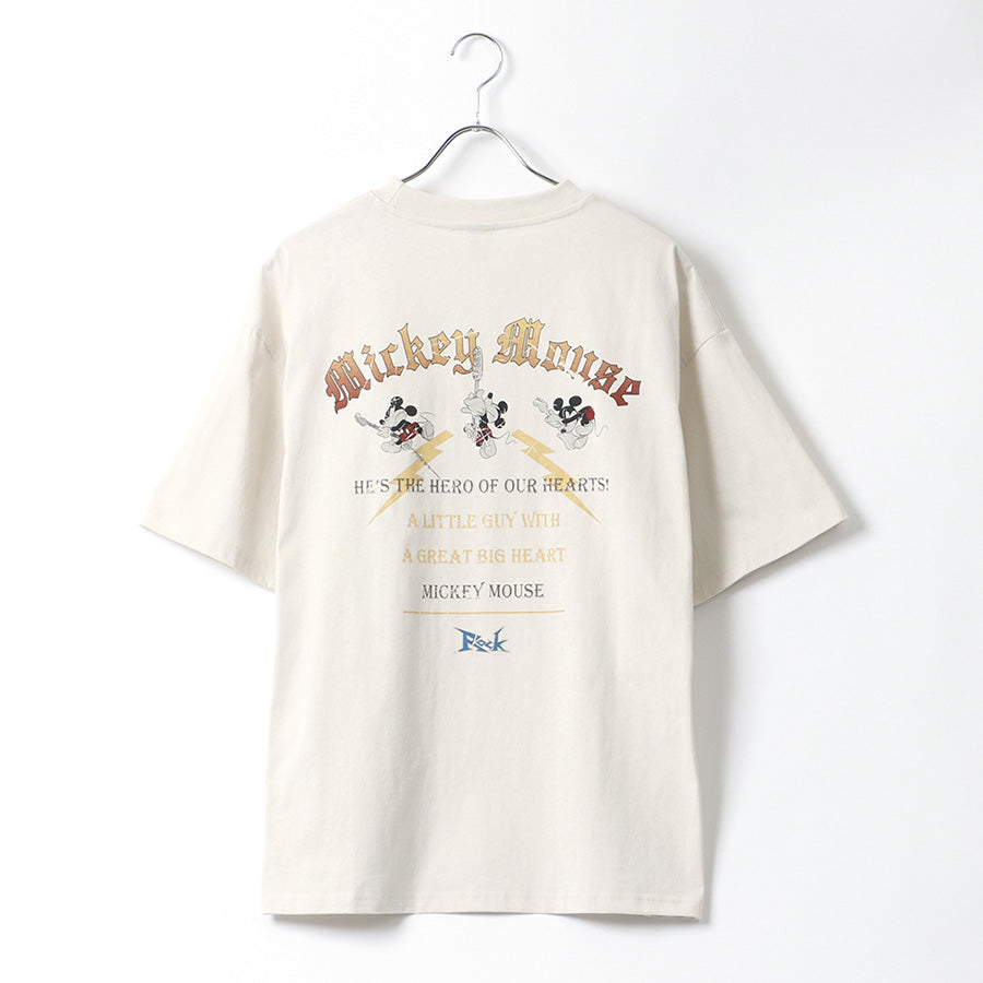 Disney ディズニー Tシャツ 半袖 メンズ レディース ユニセックス キャラクター 綿100% 春夏 大きいサイズ ヴィンテージ風 プリント ティーシャツ ロック バンド ピグメント加工 ROCK(0112281249)