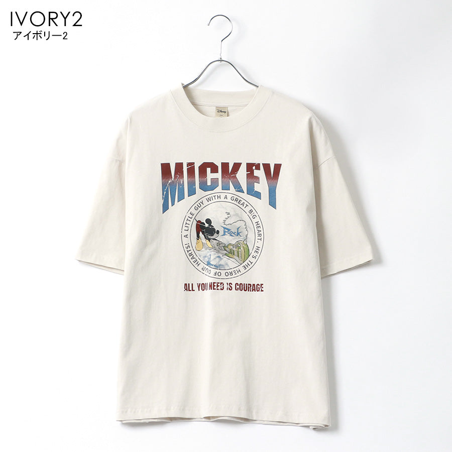 Disney ディズニー Tシャツ 半袖 メンズ レディース ユニセックス キャラクター 綿100% 春夏 大きいサイズ ヴィンテージ風 プリント ティーシャツ ロック バンド ピグメント加工 ROCK(0112281249)