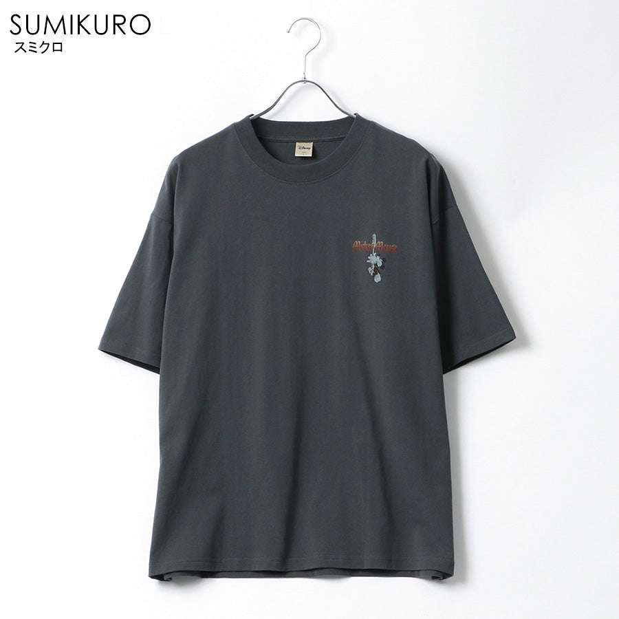 Disney ディズニー Tシャツ 半袖 メンズ レディース ユニセックス キャラクター 綿100% 春夏 大きいサイズ ヴィンテージ風 プリント ティーシャツ ロック バンド ピグメント加工 ROCK(0112281249)