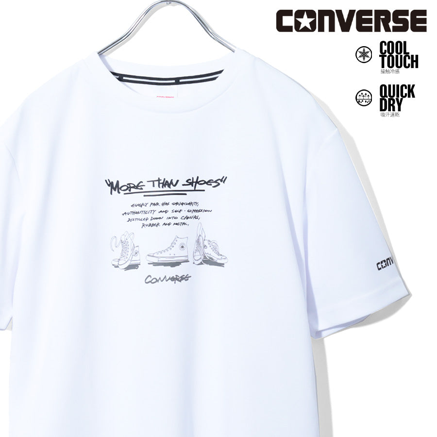 CONVERSE コンバース 接触冷感 Tシャツ 半袖 メンズ レディース ユニセックス クルーネック ブランド ロゴ フロント 袖 プリント 吸汗速乾 ドライ(0112281270)