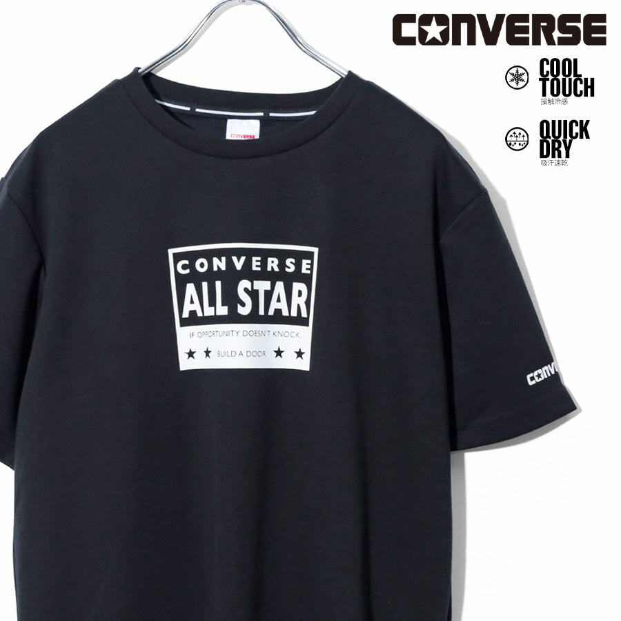 CONVERSE コンバース 接触冷感 Tシャツ 半袖 メンズ レディース ユニセックス クルーネック ブランド ロゴ フロント 袖 プリント 吸汗速乾 ドライ(0112281270)