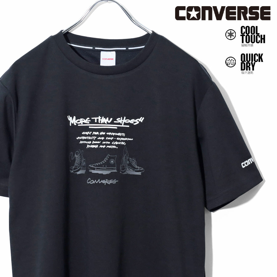 CONVERSE コンバース 接触冷感 Tシャツ 半袖 メンズ レディース ユニセックス クルーネック ブランド ロゴ フロント 袖 プリント 吸汗速乾 ドライ(0112281270)