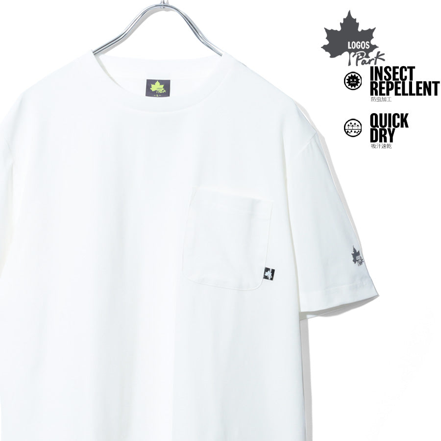 LOGOS Park ロゴスパーク Tシャツ 半袖 メンズ レディース ユニセックス ポケット付き ポケT ブランド ロゴ クルーネック 左胸 袖 刺繍 吸汗速乾 防虫加工(0112281271)