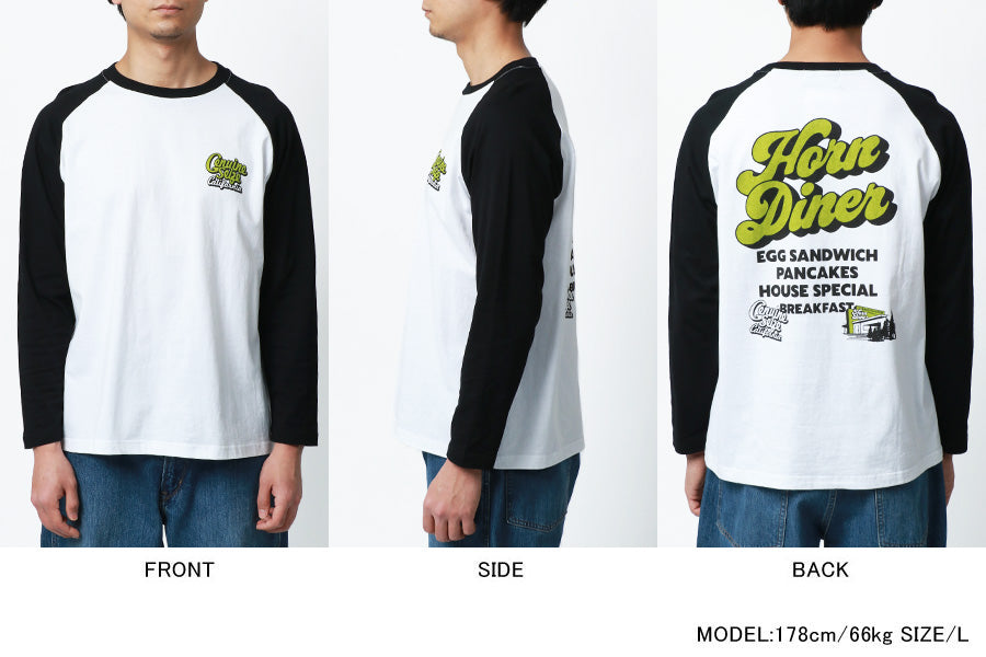 MRU エムアールユー Tシャツ メンズ 春服 ラグラン バック ロゴ プリント 長袖 ロンT(0115030046)