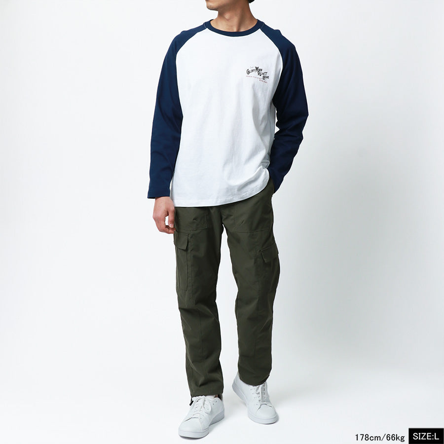 MRU エムアールユー Tシャツ メンズ 春服 ラグラン バック ロゴ プリント 長袖 ロンT(0115030046)