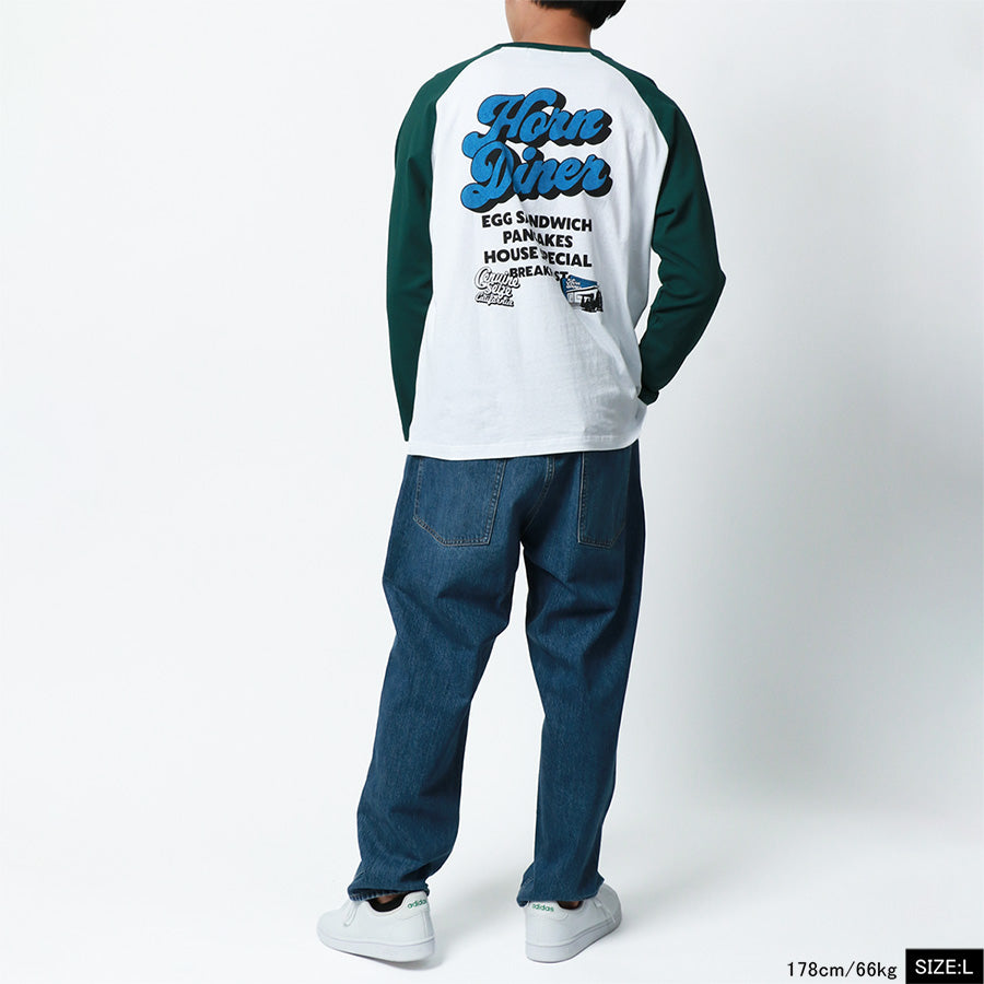 MRU エムアールユー Tシャツ メンズ 春服 ラグラン バック ロゴ プリント 長袖 ロンT(0115030046)