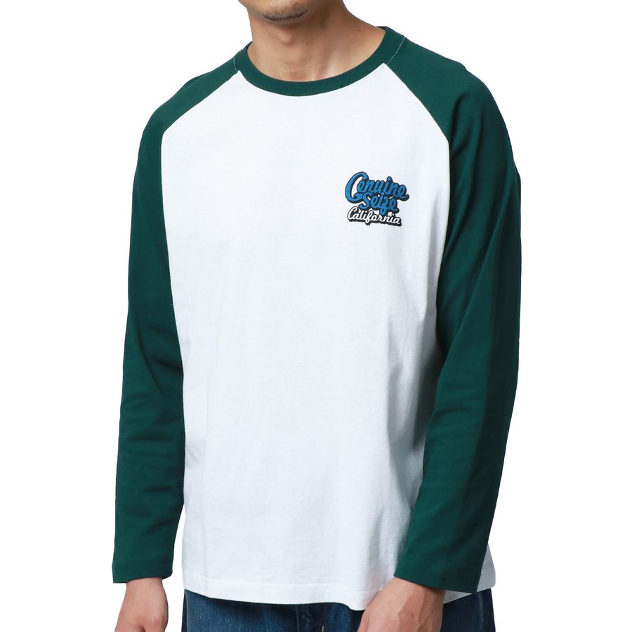 MRU エムアールユー Tシャツ メンズ 春服 ラグラン バック ロゴ プリント 長袖 ロンT(0115030046)