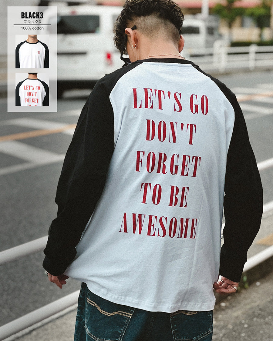 MRU エムアールユー Tシャツ メンズ 春服 ラグラン バック ロゴ プリント 長袖 ロンT(0115030046)