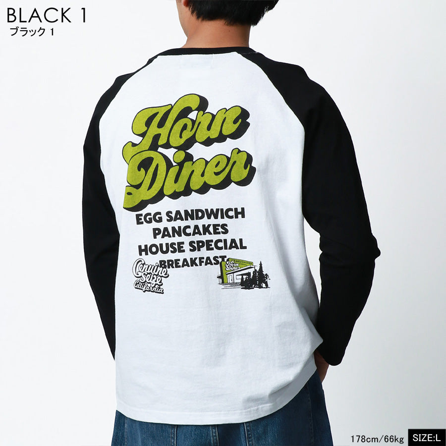 MRU エムアールユー Tシャツ メンズ 春服 ラグラン バック ロゴ プリント 長袖 ロンT(0115030046)