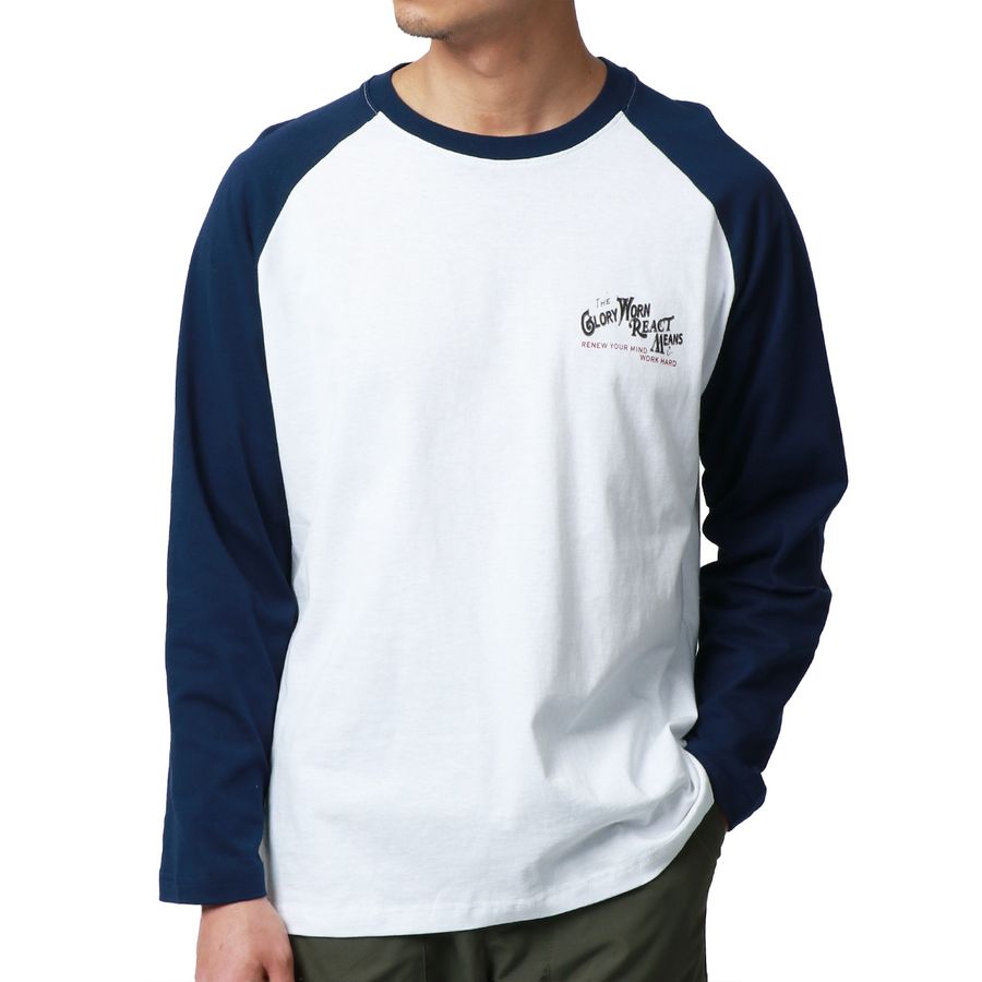 MRU エムアールユー Tシャツ メンズ 春服 ラグラン バック ロゴ プリント 長袖 ロンT(0115030046)