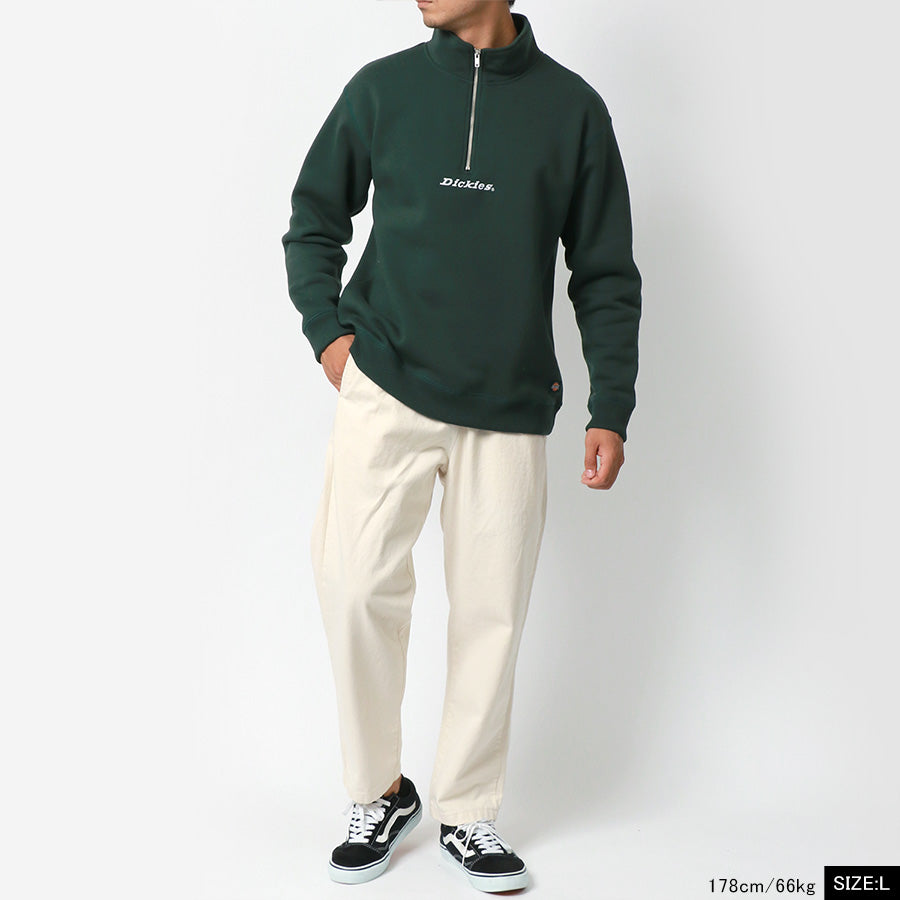 Dickies ディッキーズ スウェット トレーナー ハーフジップ 裏起毛 ロゴ 刺繍(0122280233)