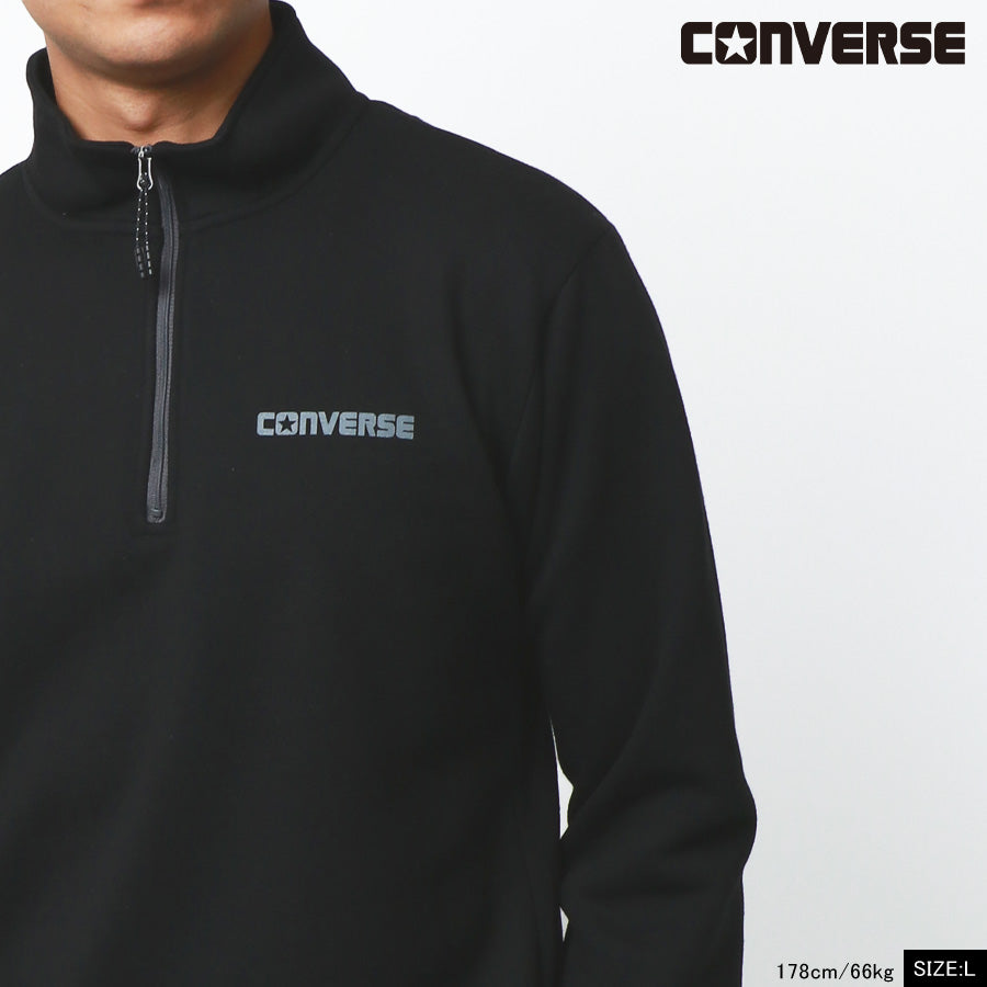 CONVERSE コンバース スウェット トレーナー裏起毛 ワンポイント ロゴ プリント ハーフジップ スエット(0122280258)