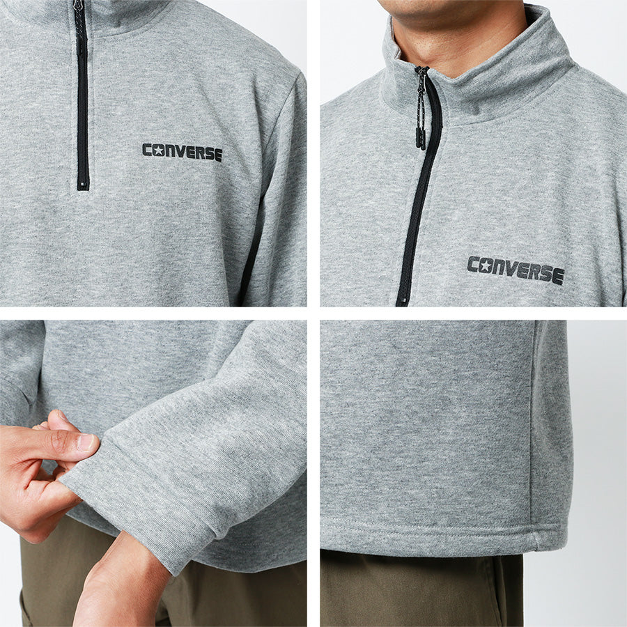 CONVERSE コンバース スウェット トレーナー裏起毛 ワンポイント ロゴ プリント ハーフジップ スエット(0122280258)