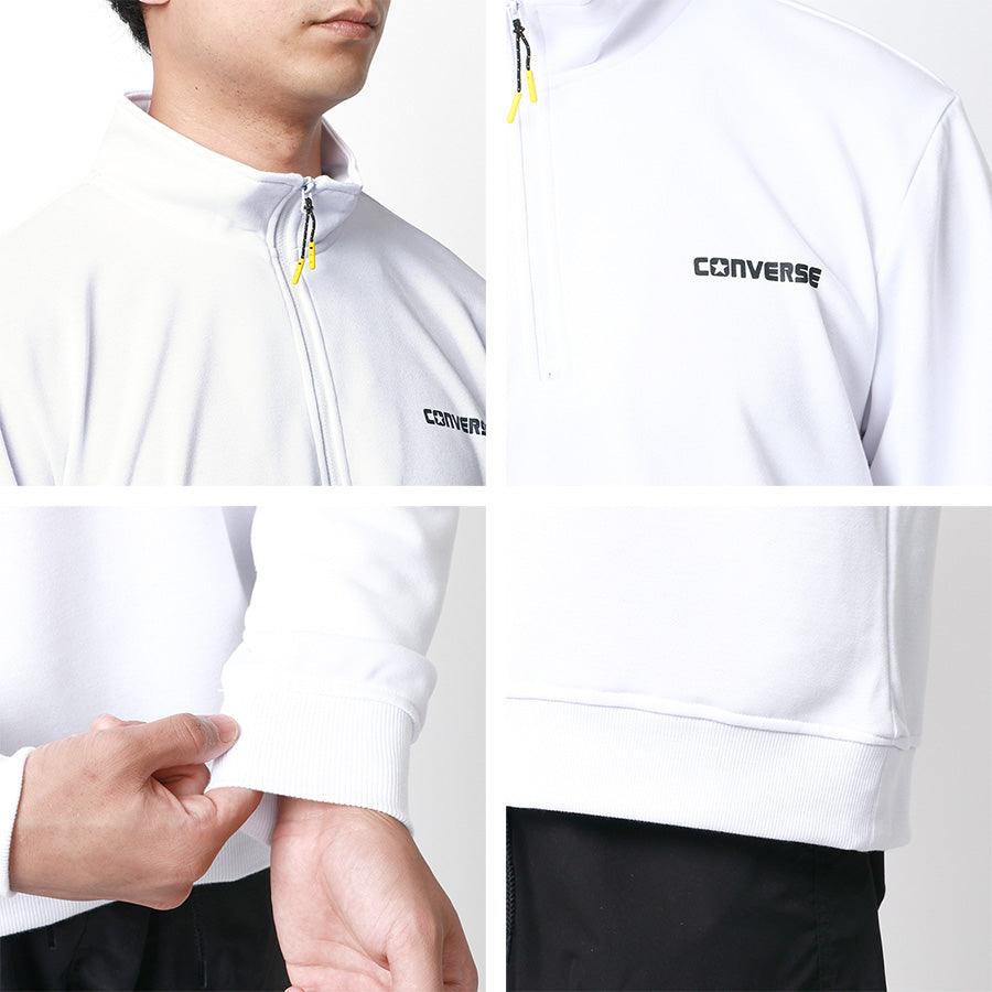 CONVERSE コンバース スウェット トレーナー メンズ スウェットシャツ 秋冬 裏毛 ワンポイント ロゴ プリント 吸汗速乾 ハーフジップ スエット(0122280288)