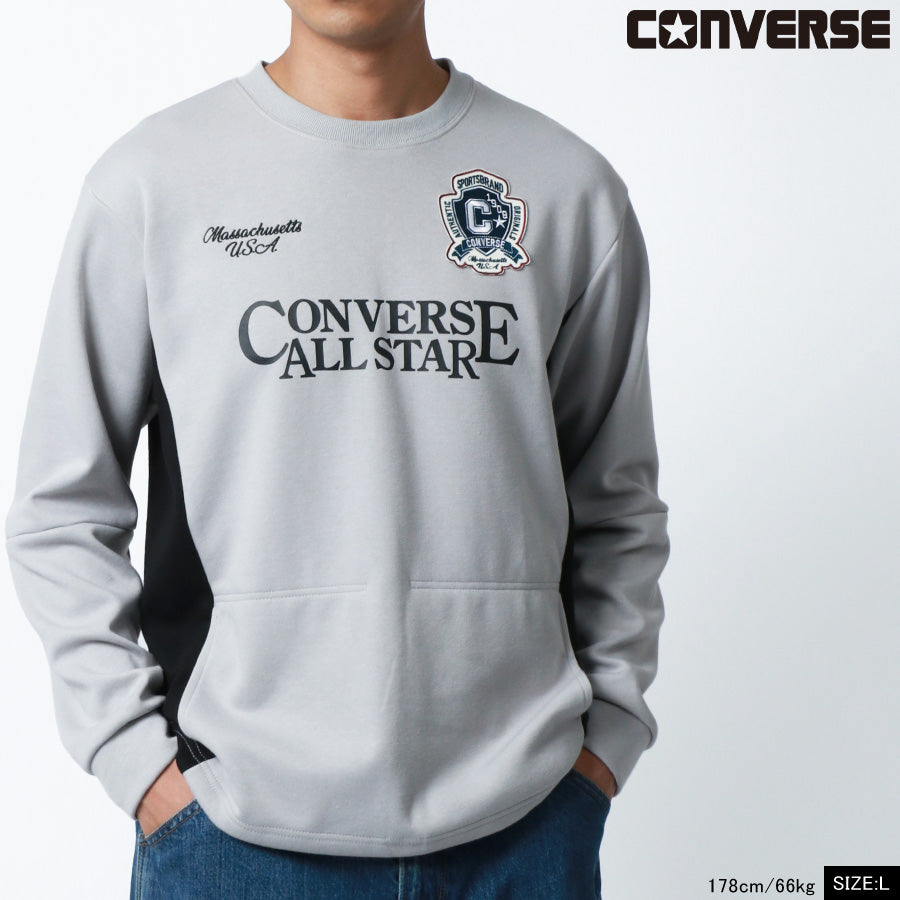 CONVERSE コンバース スウェット トレーナー メンズ 長袖 ブランド プリント ロゴ おしゃれ 大きいサイズ ゆったり かわいい 秋冬 切替え ワッペン スエット ダンボールニット(0122280294)