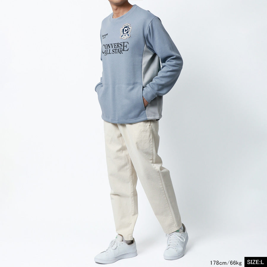 CONVERSE コンバース スウェット トレーナー メンズ 長袖 ブランド プリント ロゴ おしゃれ 大きいサイズ ゆったり かわいい 秋冬 切替え ワッペン スエット ダンボールニット(0122280294)
