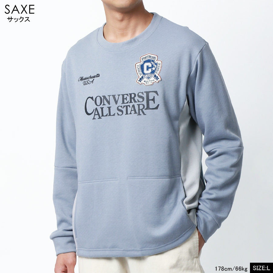 CONVERSE コンバース スウェット トレーナー メンズ 長袖 ブランド プリント ロゴ おしゃれ 大きいサイズ ゆったり かわいい 秋冬 切替え ワッペン スエット ダンボールニット(0122280294)