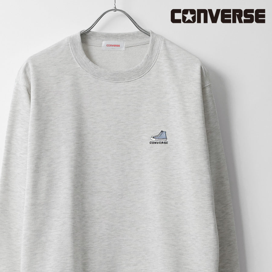 CONVERSE コンバース ワンポイント 靴 刺繍 裏毛 クルーネック スウェット トレーナー(0122280317)