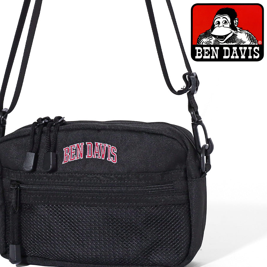 BEN DAVIS ベン デイビス ヨコ型 ショルダーバッグ メンズ レディース ユニセックス 男女兼用 ブランド カレッジ ロゴ 軽量 大容量 ちょうどいいサイズ感 ストラップ付 ショルダー取外可 旅行 お出かけ(7721600084)