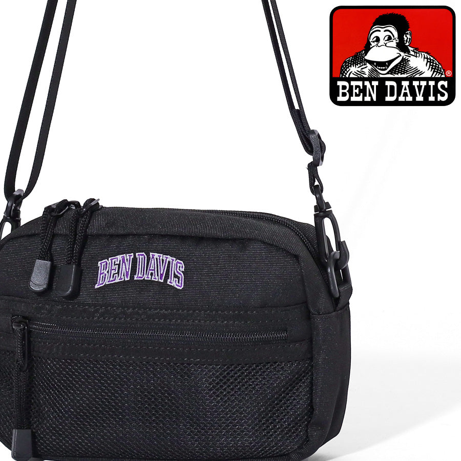 BEN DAVIS ベン デイビス ヨコ型 ショルダーバッグ メンズ レディース ユニセックス 男女兼用 ブランド カレッジ ロゴ 軽量 大容量 ちょうどいいサイズ感 ストラップ付 ショルダー取外可 旅行 お出かけ(7721600084)