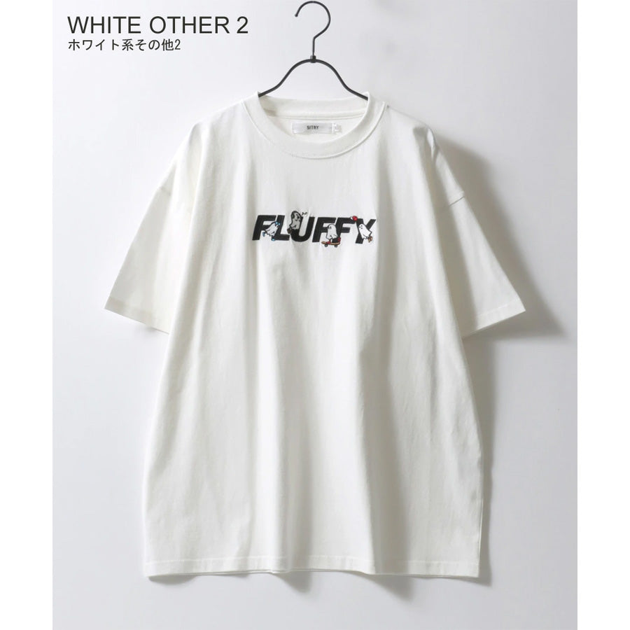 SITRY シトリー Tシャツ 半袖 メンズ レディース ユニセックス 綿100 別注 オーバーサイズ ビッグシルエット ワイドシルエット アニマル ゴースト ワンポイント刺繍 カットソー トップス(0115130027)