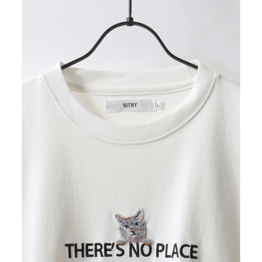 SITRY シトリー Tシャツ 半袖 メンズ レディース ユニセックス 綿100 別注 オーバーサイズ ビッグシルエット ワイドシルエット アニマル ワンポイント刺繍 ストリート カットソー トップス(0115130026)