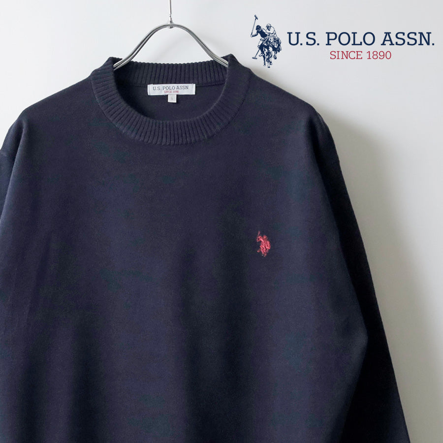 U.S. POLO ASSN. ユーエスポロアッスン ニット セーター メンズ レディース ユニセックス オーバーサイズ ハイゲージニット ブランド ロゴ ワンポイント刺繍 クルーネック(1137140001)